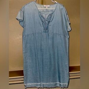 Light Blue Jean Lace-Up Dress